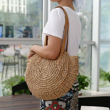 Upload image to gallery, sac en rotin tendance marron beige sac de plage be cover
