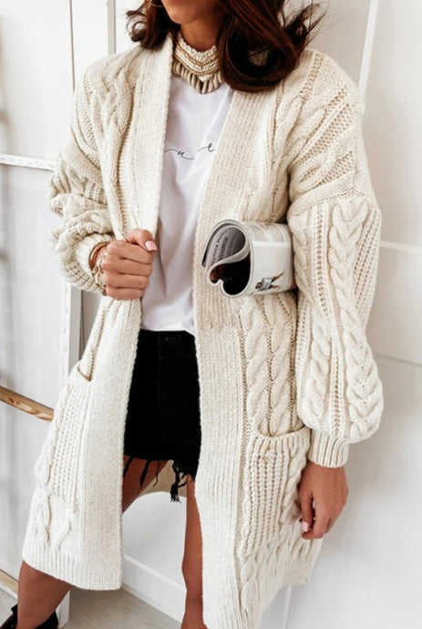 pull cardigan automne zebre hiver beige ecru blanc chaud coton polyester chic tendance fashion